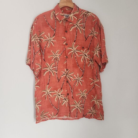 Windham Pointe Hawaiian Shirt Rayon Floral Vacation Red Button Up Medium - Picture 2 of 9